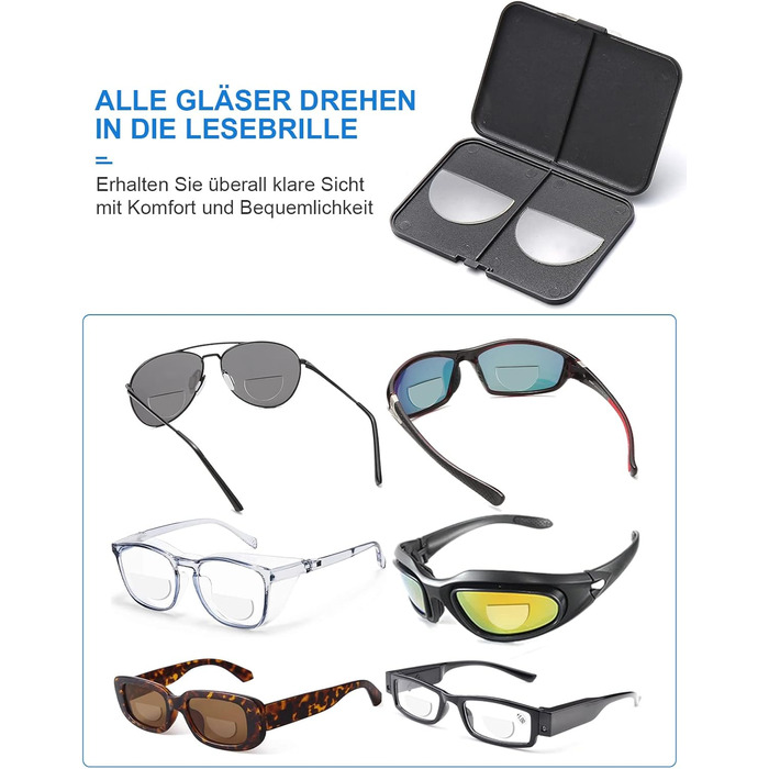 Зчитувач біфокальних лінз OKH з клейовим покриттям, багаторазові самоклеючі збільшувальні лінзи для читання сонцезахисних окулярів/спортивних окулярів/лижних окулярів, вода не потрібна Овальні 1,5 діоптрії
