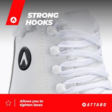 Фігурні ковзани ATTABO для дітей Лезо з нержавіючої сталі, класична шнурівка, посилені гачки, підкладка зі штучного хутра, зручні Білий 35 EU