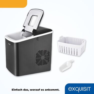 Машина для виготовлення кубиків льоду Exquisit EM 6002 sw Виготовлення кубиків льоду за 7 хвилин Бак для води 1,8 літра без підключення води Чорний кубики льоду Світлодіодний дисплей стану Низький рівень шуму
