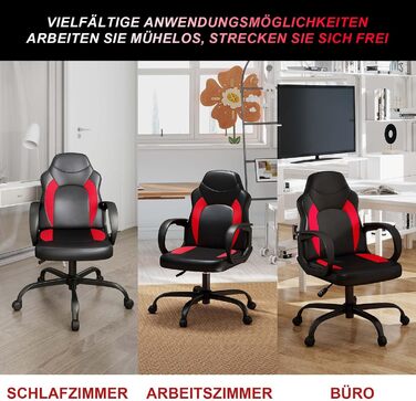 Ігрове крісло AnyGod, ергономічне ігрове крісло для комп&39ютера з поперековою опорою, регульовані по висоті поворотні колеса, для дому, офісу для дорослих, підлітків, дітей та геймерів, червоне