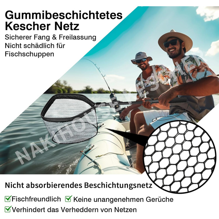 Рибальська сітка, плавуча рибальська сітка, складна рибальська сітка, телескопічний підсак для легкого вилову та випуску риби, рибальська сітка для дітей та дорослих, 100 см