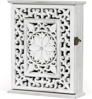 Скринька для ключів Optyuwah дерев'яна скринька для ключів з європейською порожнистою шафою для ключів з 6 гачками для ключів, він