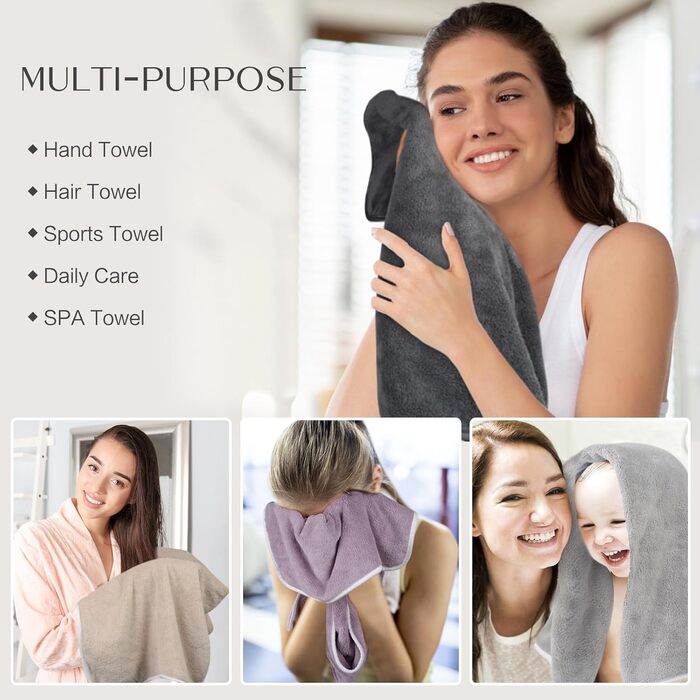 Рушники з мікрофібри, сильний водопоглинаючий рушник з мікрофібри для ванни, м'які рушники для душу, швидко сохнуть і вбирають вол