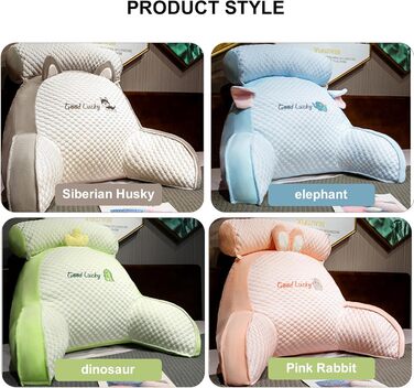 Подушка для читання, подушка для спини з підлокітниками, подушка для читання для ліжка, подушка для спинки крісла-ліжка, підтримка спини, подарункові подушки для читання, роботи та ігор (блакитний оксамит, 75 * 50 см)