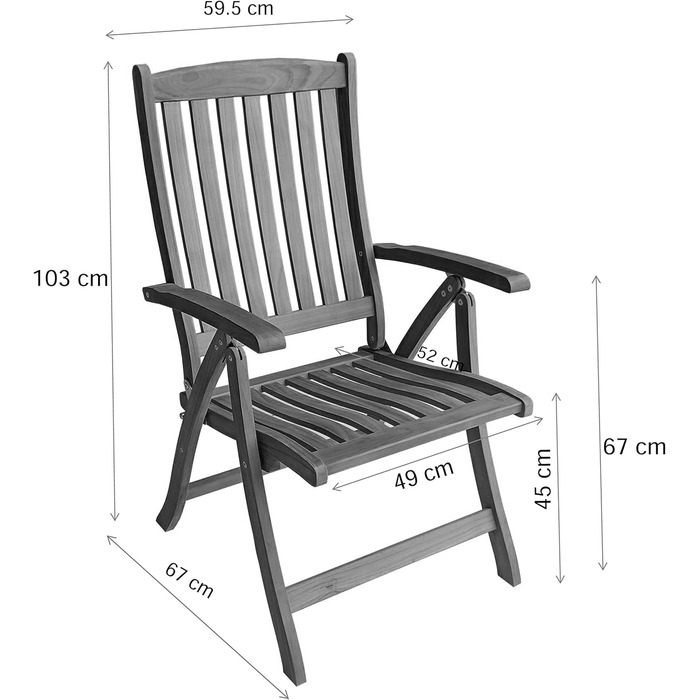 Розкладне крісло Dehner Havana, приблизно 103 x 67 x 59,5 см, виготовлене з FSC - сертифікованого тику, натуральний Classic