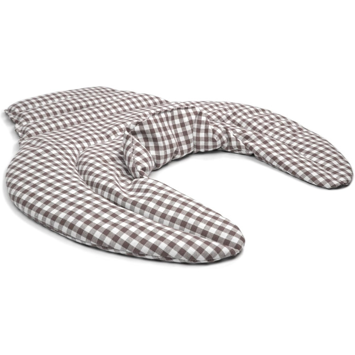 Подушка для шиї та шийного відділу хребта - шия плечі спина - коричнево-біла - подушка з органічної спельти - подушка для шиї з підігрівом - подушка з органічного зерна спельти для шиї та плечей