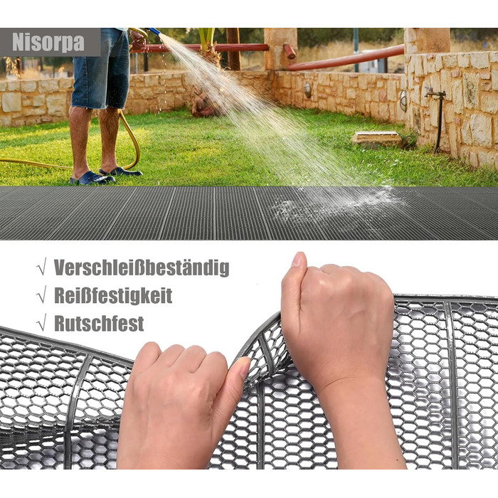 Протиковзкий дренажний килимок Nisorpa 300x90 см, протиковзкі килимки, дренажні мати, гумові килимки товщиною 4 мм, килимки для підлоги для комерційного використання на кухнях, у ресторанах, ванних кімнатах, басейнах, коридорах, вологих приміщеннях та сау