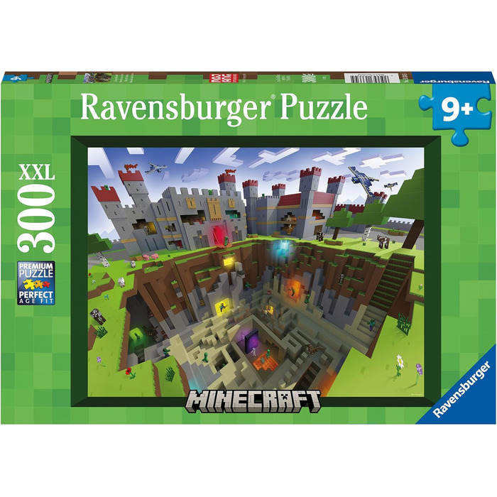 Дитячий пазл Ravensburger 13334 - Minecraft Cutaway - 300 елементів XXL Пазл Minecraft для дітей від 9 років, подарунки Minecraft