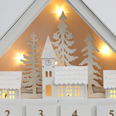 Дерев'яний адвент-календар з 24 шухлядами та світлодіодними лампочками PIONEER-EFFORT