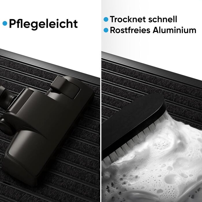 Килимок для вулиці з алюмінієвою рамкою, чорний, 50x80 см - Килимок для вулиці, килимок для ніг, скребок для взуття з поліпропіленовими волокнами - Всепогодний для вулиці 80 x 50 см (прямокутний) чорний