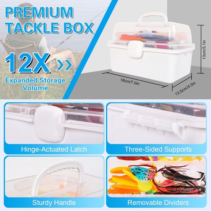 Набір рибальських снастей з 213 предметів, коробка для снастей з аксесуарами, рибальський набір зі свинцевими вантажами, гачки, рибальські приманки, повне рибальське спорядження для початківців та професіоналів для лову окуня, блакитної риби, краппі, 320 