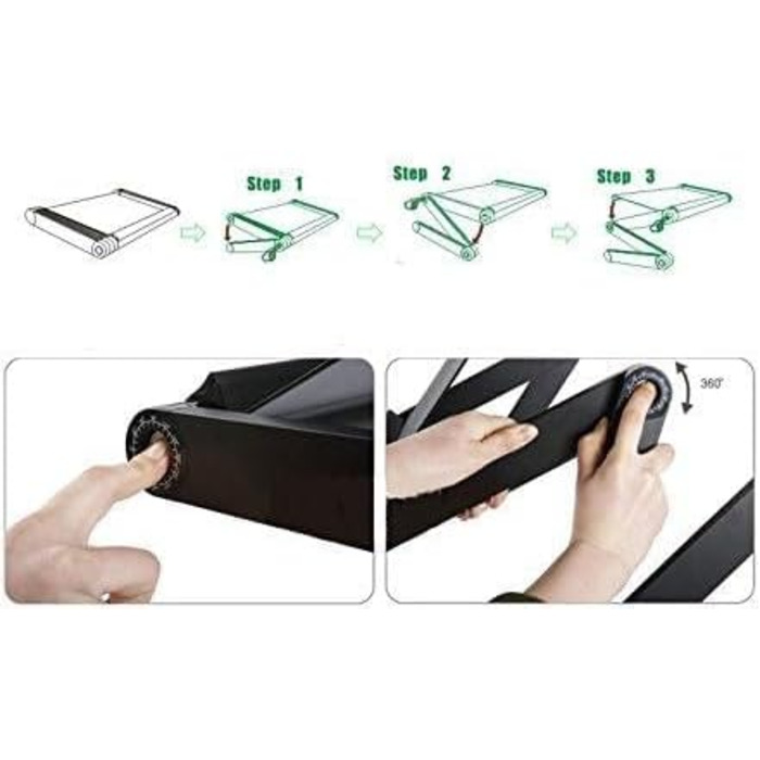 Регульований складаний столик для ноутбука MacBook Air/Pro, Dell HP та інших, портативний, багатофункціональний, ергономічний, з вентиляцією, підставка для планшета/телевізора, тримач для книг, 480*260 мм (стандартний), чорний