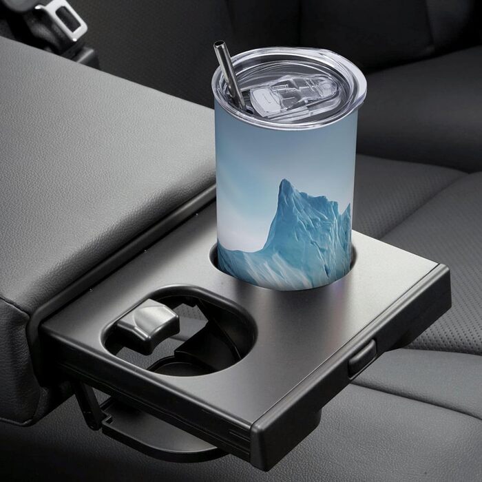 Кухоль з прямою трубочкою, дизайн айсберга, дорожній кухоль з принтом, підходить для кемпінгу, офісу та дому, 590 мл