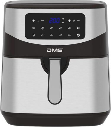 Аерофритюрниця DMS XXXL 7 літрів Фритюрниця Духова шафа Гриль з гарячим повітрям Кухонна плита Без жиру та олії включаючи 10 програм і цифровий сенсорний дисплей 1800 Вт Таймер ВЧ-7С