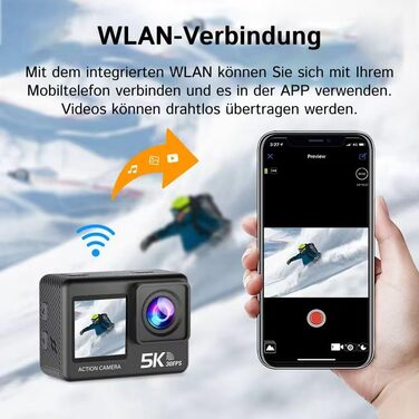 Підводна камера Matrodive 5k Ultra HD - Опануйте техніки глибоководної зйомки. Екшн-камера із сенсорним екраном C1-5K - Ідеально підходить для екстремальних видів спорту та пригод. 6*4*2 см Чорний колір