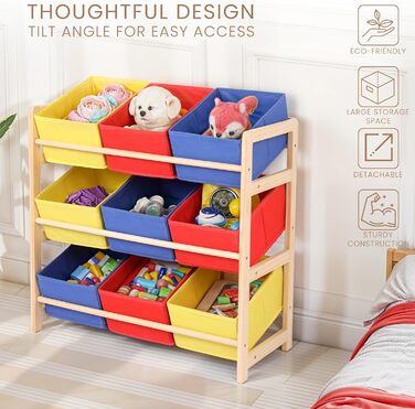 Шафа для зберігання іграшок з кошиками - 3-х ярусна дитяча полиця - З кошиками - Полиця для іграшок - Меблі для дитячої кімнати -
