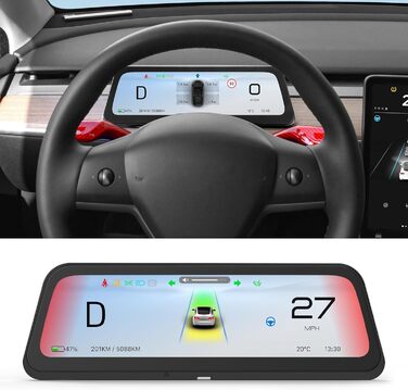 Для Tesla Model Y (2019-24) та Model 3 (2017-23) 9,66-дюймове антиблікове покриття, попередження про сліпі зони, барвисте підказування смуги руху/динамічний світловий ефект, бездротовий CarPlay/Android Auto, синхронізація даних