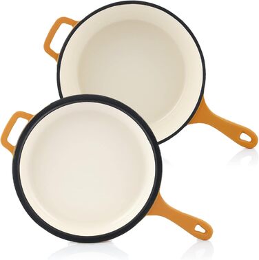 Чавунна каструля Mahlzeit 4,4 л помаранчева, кругла емальована чавунна сковорода з кришкою чавунна каструля, підходить для індукці