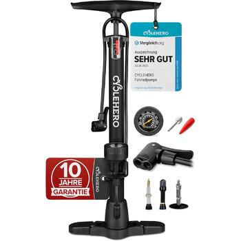 Велосипедний насос для всіх вентилів **Тест ДУЖЕ ДОБРЕ 10-річна ГАРАНТІЯ** Високопродуктивний велосипедний насос - Велосипедний повітряний насос для французьких вентилів - Велосипедний підлоговий насос з манометром, підлоговий насос, чорний Велосипедний насос для всіх вентилів **Тест ДУЖЕ ДОБРЕ 10-річна ГАРАНТІЯ** Високопродуктивний велосипедний насос - Велосипедний повітряний насос для французьких вентилів - Велосипедний підлоговий насос з манометром, підлоговий насос, чорний
