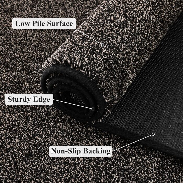 Килимова доріжка 80x200 см, що прається, для передпокою, нековзний килим для пральної машини, для передпокою, кухонна доріжка для вхідної зони, спальні, коридору, чорно-сірого кольору, чорно-сірого кольору, 80 x 200 см