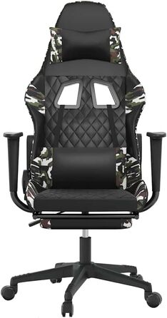 Геймерське крісло з функцією масажу, регульована підставка для ніг, чорне, камуфляжне, штучна шкіра, ергономічне комп&39ютерне крісло для геймерів, обертове, для офісу та спальні, чорний та камуфляжний