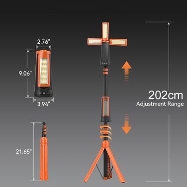 Легкі телескопічні складні ліхтарі з акумулятором 9000 мАг та 25 годинами автономної роботи