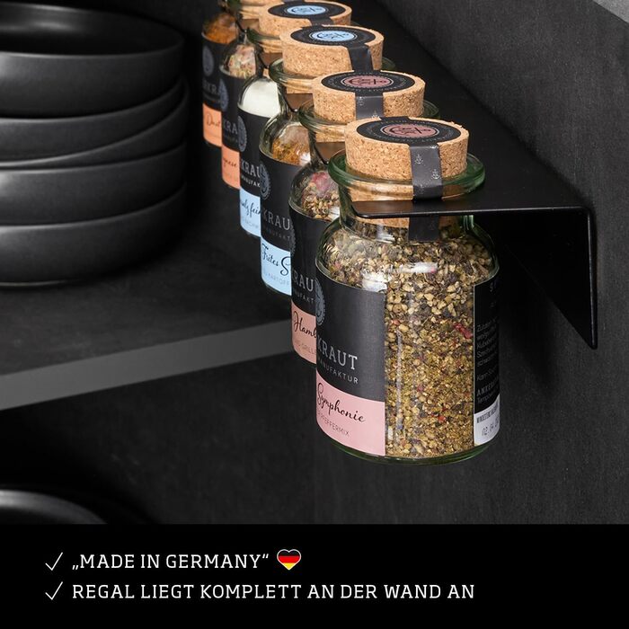 Ярусна підставка для спецій Ankerkraut, металевий органайзер для спецій, розрахований на 6 банок для спецій, легке складання, включаючи 2 дюбелі та шурупи, виготовлено в Німеччині, 6-