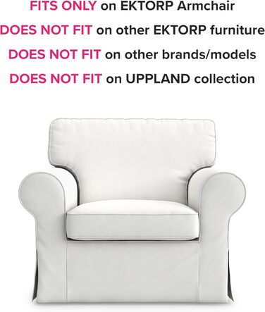 Чохол для крісла Ektorp, змінний чохол, сумісний з чохлом для крісла IKEA EKTORP, ТІЛЬКИ чохол для крісла EKTORP Не підходить для чохла для крісла Uppland (Dark Ocean).
