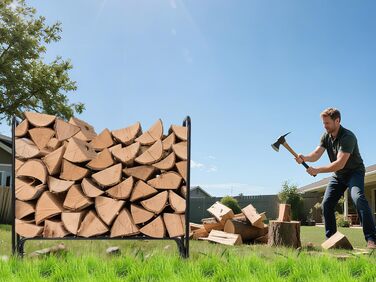 Сталева дров&39яна підставка для зберігання дров. Міцна дерев&39яна підставка для саду, тераси та відкритих майданчиків для оптимального зберігання дров (120 см).