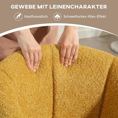 Обертове крісло для вітальні HOMCOM, крісло-гойдалка, розкладне крісло з металевими ніжками, крісло для читання з лляним виглядом, м&39яке крісло для спальні, жовте