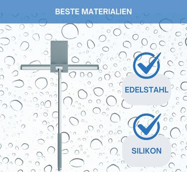 Ракель для душу Libaro FANO нержавіюча сталь силікон сірий широка довга ручка, ракель для душу без свердління, ракель для вікон ракель для води душ стіна, підлога і вікно, склоочисник для ванної ракель душової кабіни