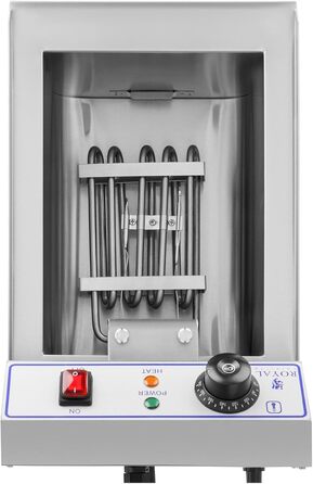 Електрична фритюрниця Royal Catering RCEF-10EH з нержавіючої сталі з кошиком (10 літрів, 3200 Вт, 230 В, термостат 60-200 C, 47,5 x 28 x 34,5 см, зливний кран)