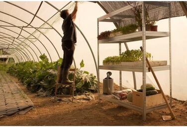 Вуличний стелаж із широким прольотом та 4 полицями з дротяної сітки Вантажопідйомність полиць 300 кг Сертифіковано TV ВxШxГ 1800 x 1200 x 450 мм Стелаж для зберігання Міцний стелаж Металевий стелаж