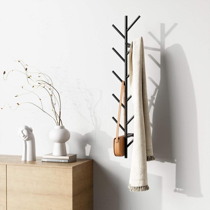 Настінна вішалка LOFTPLUS Black - 100см металева вішалка з 11 гачками, вішалка для курток, пальто, шапок, шарфів і сумок 100см чор
