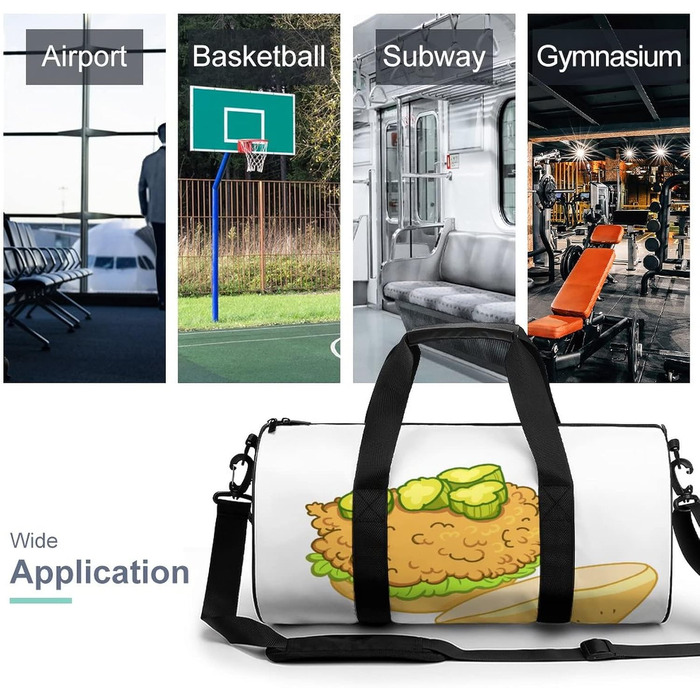 Дорожня сумка-мішок, спортивна сумка з мультяшним принтом Бургер, унісекс для чоловіків та жінок