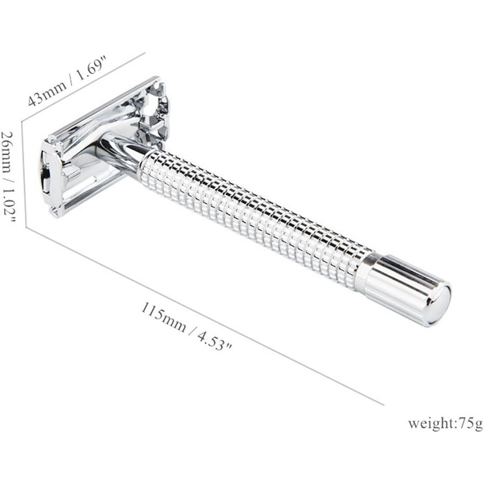 Подвійна безпечна бритва типу метелик, волога бритва/інструмент для гоління/безпечна бритва, хромована подовжена бритва (1 бритва, 1 підставка для гоління H3 і футляр із натуральної шкіри )