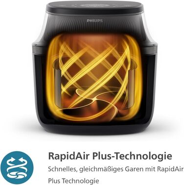 Фритюрниця Philips серії 3000 об'ємом 4,2 л, оглядове вікно, фритюрниця 16 в 1, технологія RapidAir Plus, менше жиру, додаток з ре