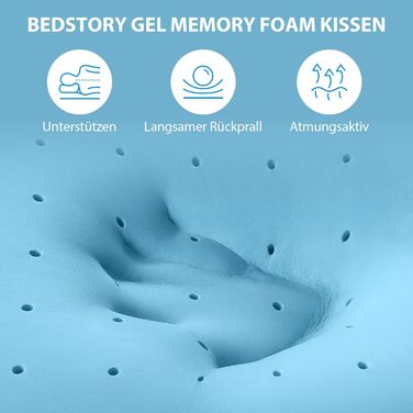 Подушка BedStory з піни з ефектом пам&39яті 60x40 см 13 см - Ергономічна подушка для підтримки шиї - Дихаюча подушка зі знімним та пральним чохлом - Подушка Visco, сертифікована Oeko-Tex, 604013 см