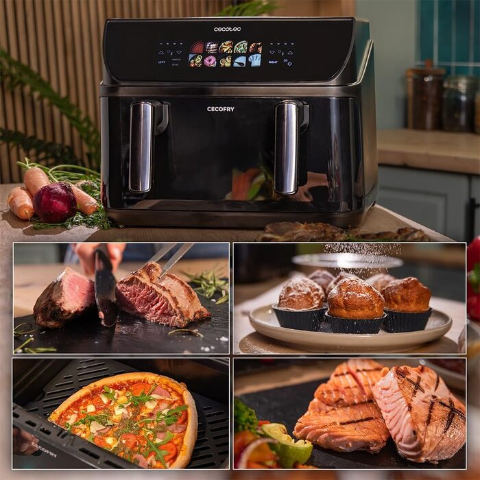 Аерофритюрниця Cecotec Cecofry&Grill Duoheat 10000, 2800 Вт, 10 л, з вікном перегляду, Inox