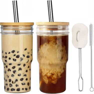 Чашки для бульбашкового чаю ALINK 2 упаковки 650 мл, багаторазова чашка для смузі, дорожня пляшка Boba Cup, окуляри Highball, скля