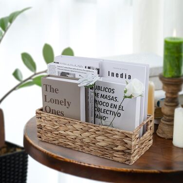 Комплект із 2 плетених кошиків для зберігання, невеликі прямокутні полиці-кошики з відділеннями, декоративний поличний кошик, коробка для зберігання у ванну кімнату, вітальню, полиця для бачка унітазу