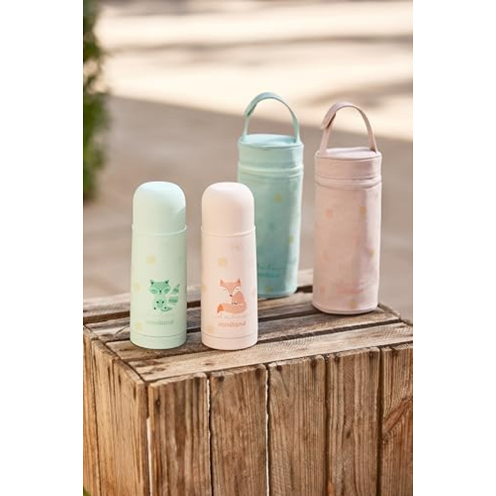 Термопляшка Miniland Thermy 350 мл Candy з нержавіючої сталі для рідин, 350 мл, зберігає гарячі та холодні напої холодними понад 24 години. Candy 350 мл