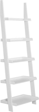 Полиця-драбина Casaria Біла 180x65 см 5 полиць, вантажопідйомність 10 кг кожна, Дерев&39яна, Велика, Декоративна, Квіти, Книги, Ванна кімната, Вітальня, Кухня, Окремостояча полиця, Книжкова полиця, Полиця