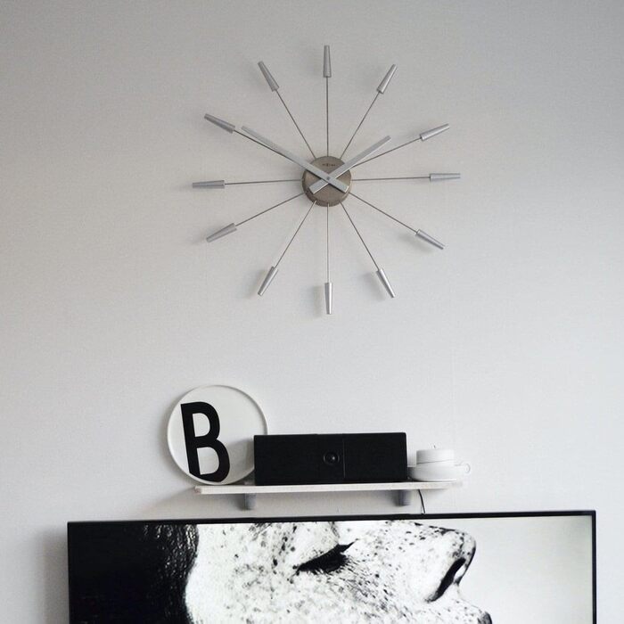 Настінний годинник techno line XXL NeXtime Plug Inn Silver 261 ZI, дерево, 60х60х4.2 см