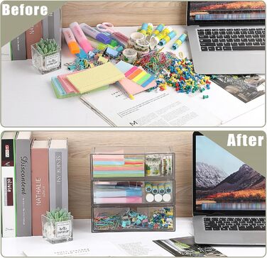 Акрилова коробка для зберігання з 3 шухляд, штабелюваний органайзер для косметики, прозора шухляда зі знімними роздільниками для ювелірних виробів, товарів для здоров&39я, кавових капсул, канцелярського приладдя