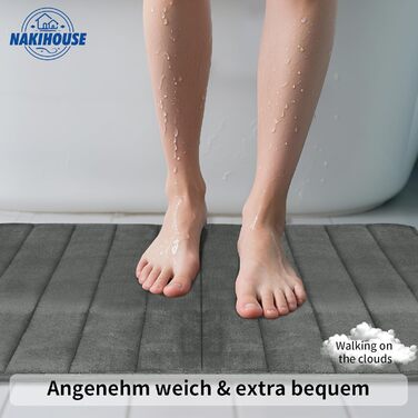 Комплект із 3 килимків для ванної кімнати з піни з ефектом пам&39яті, нековзний та вбираючий, можна прати, м&39який та швидковисихаючий, килимок для душу, туалету та ванни, темно-сірий