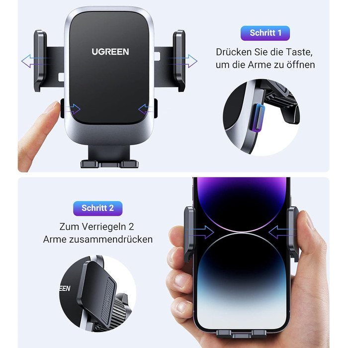 Тримач для мобільних телефонів Автомобільний 360 поворотний Тримач для мобільних телефонів Автомобільна вентиляція з металевим гач