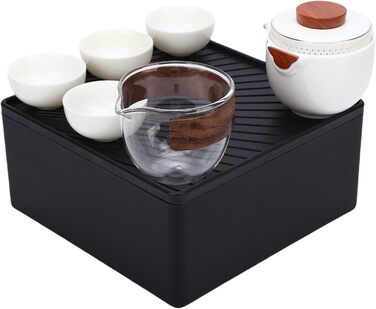 Китайський чайний сервіз RiToEasysports для подорожей, керамічний набір для чаювання в стилі кунг-фу з чайником, чашками та зручним кейсом для зберігання, ідеальний для поціновувачів чаю