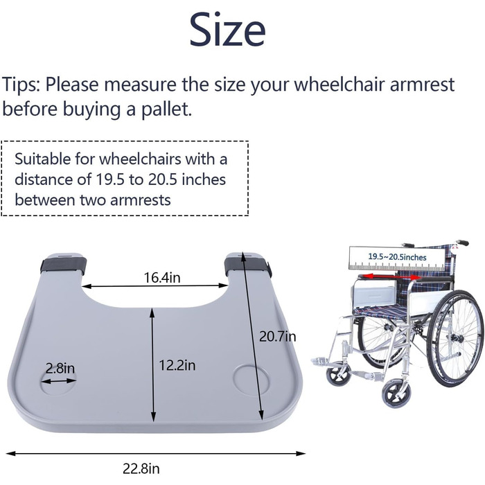 Піднос для інвалідного візка, універсальний піднос для ніг з 2 підстаканниками потовщення розширення Знімний піднос для колін для їжі, читання, роботи