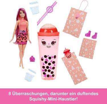 Лялька та аксесуари серії Barbie Pop Reveal Bubble Tea, модна лялька з ароматним манго-мочі з домашнім улюбленцем, 8 сюрпризів, вк